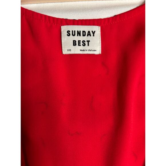Aritzia Sunday Best Women’s Red Mini Wrap Dress With Hearts Size XXS - Picture 8 of 9
